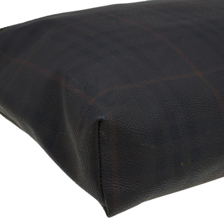 Pre Owned Burberry Brown Smoked Check PVC Document Case