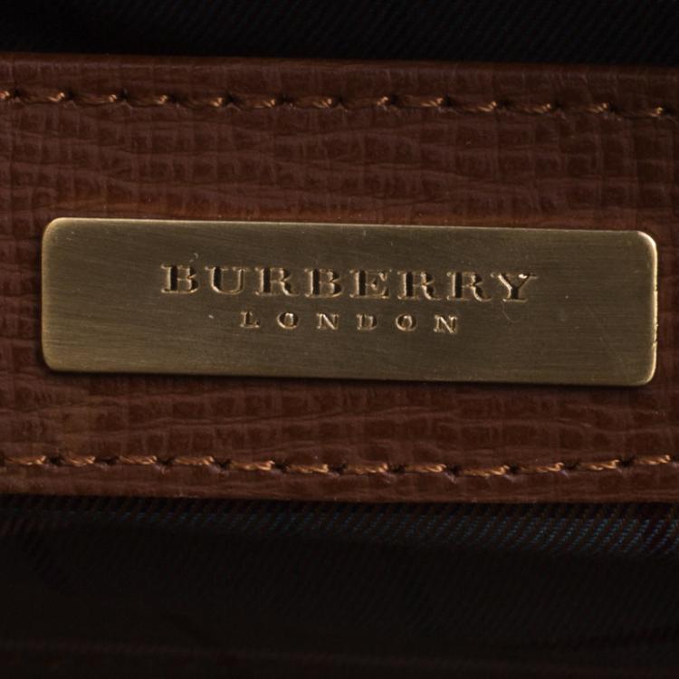 Pre Owned Burberry Brown Leather Zip Around Pouch
