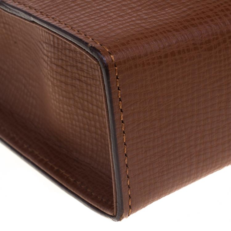 Pre Owned Burberry Brown Leather Zip Around Pouch