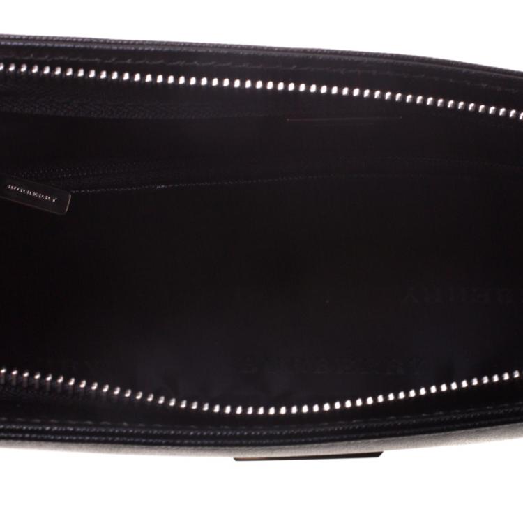 Pre Owned Burberry Black Textured Leather Pouch