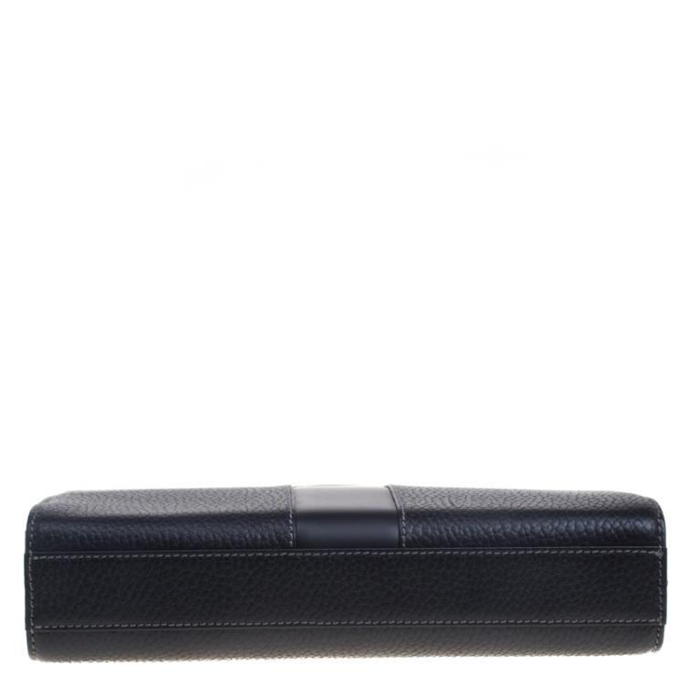 Pre Owned Burberry Black Grain Leather Pouch