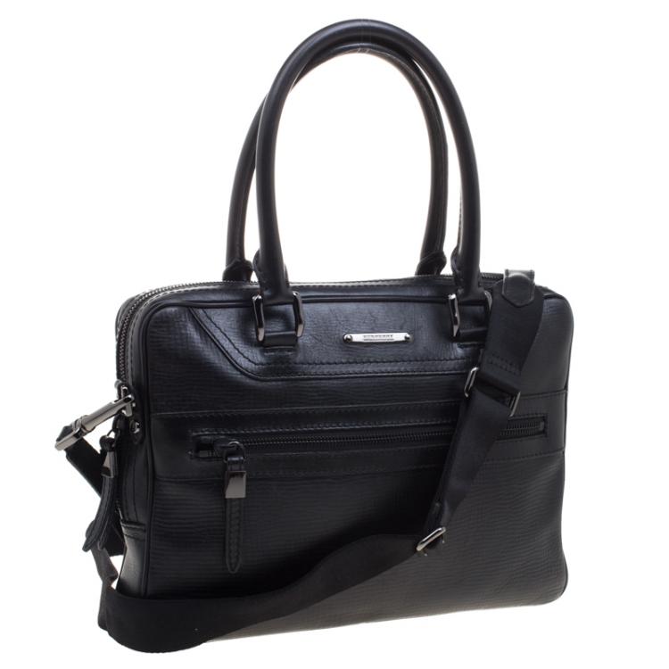 Pre Owned Burberry Black Leather Briefcase