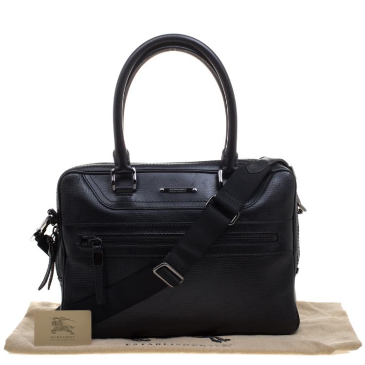 Pre Owned Burberry Black Leather Briefcase