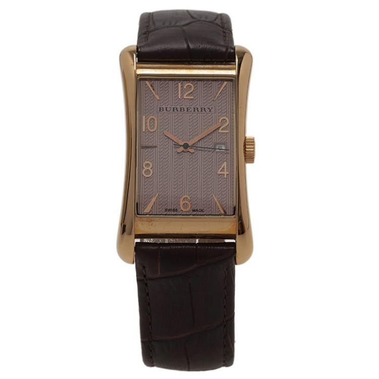 Pre Owned Burberry Grey Gold-Plated Stainless Steel BU3000 Men's Wristwatch 26MM