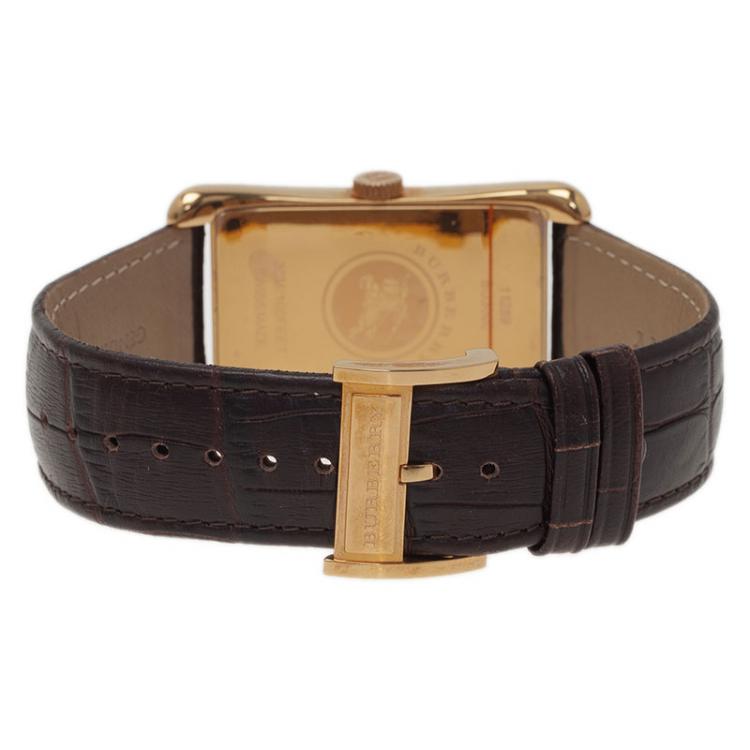Pre Owned Burberry Grey Gold-Plated Stainless Steel BU3000 Men's Wristwatch 26MM