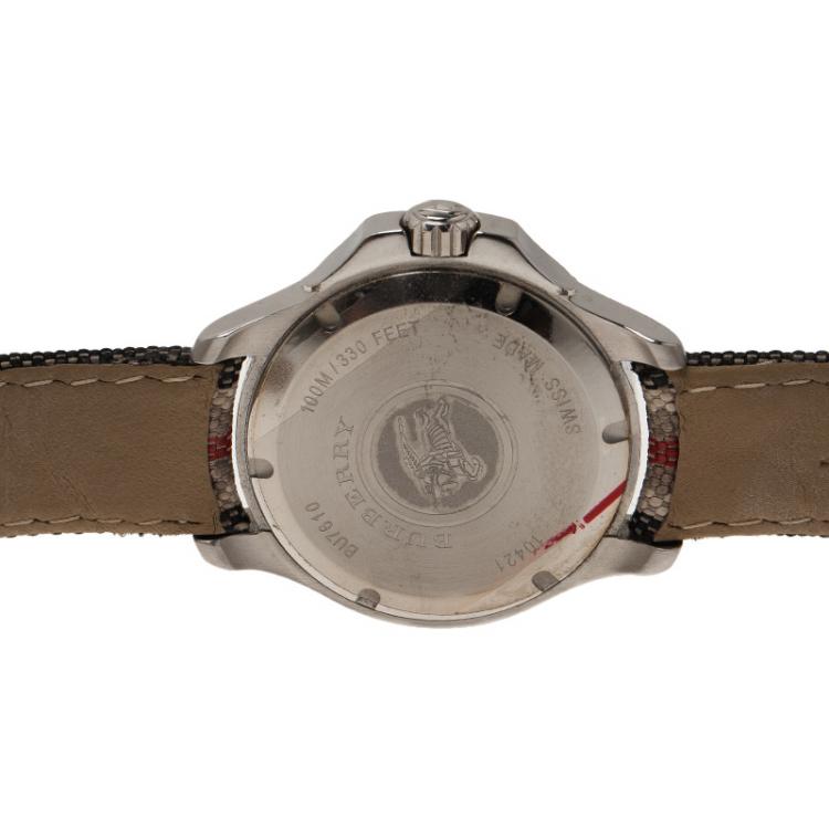 Pre Owned Burberry Grey Stainless Steel BU7600 Men's Wristwatch 44MM