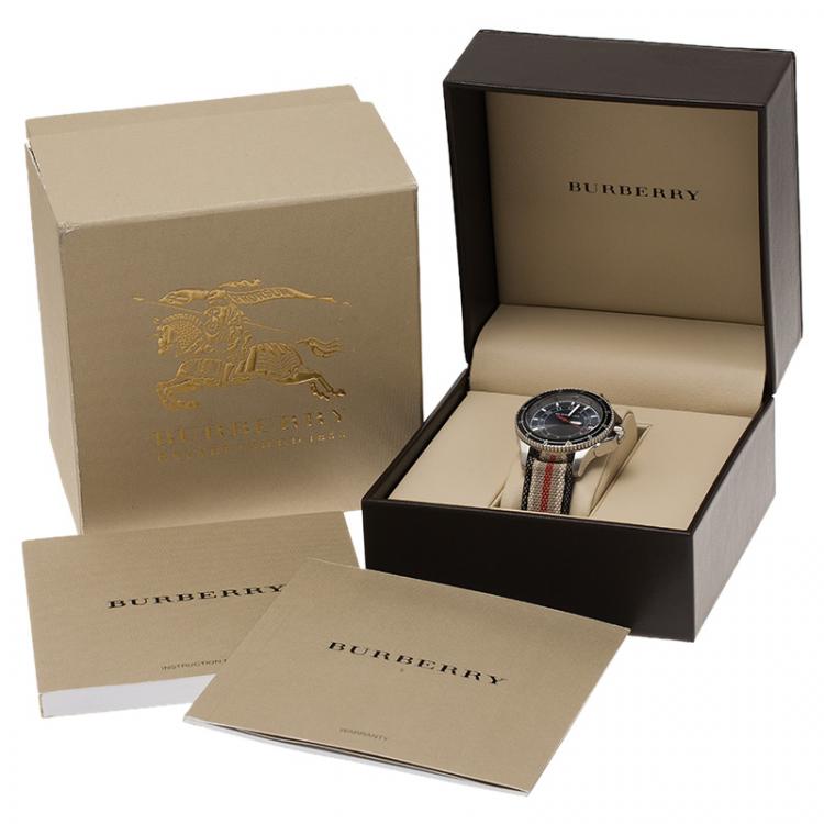 Pre Owned Burberry Grey Stainless Steel BU7600 Men's Wristwatch 44MM
