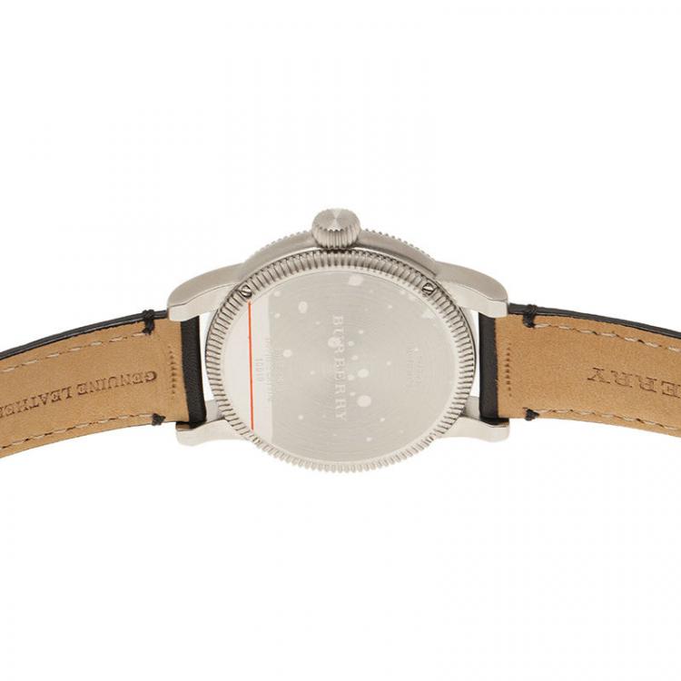 Pre Owned Burberry Black Stainless Steel The Utilitarian GMT Men's Wristwatch 42MM