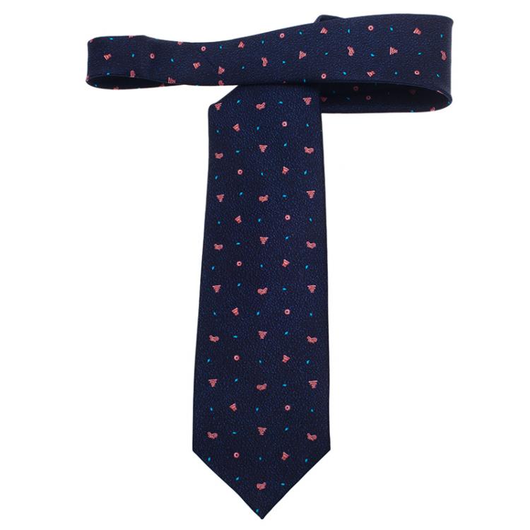 Pre Owned Bvlgari Blue Pattern Silk Tie