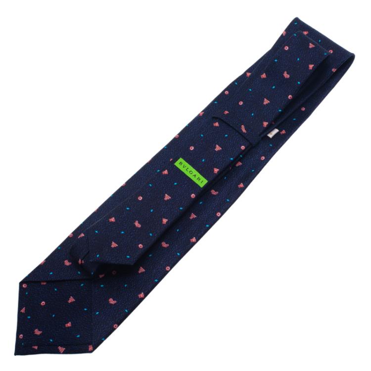 Pre Owned Bvlgari Blue Pattern Silk Tie