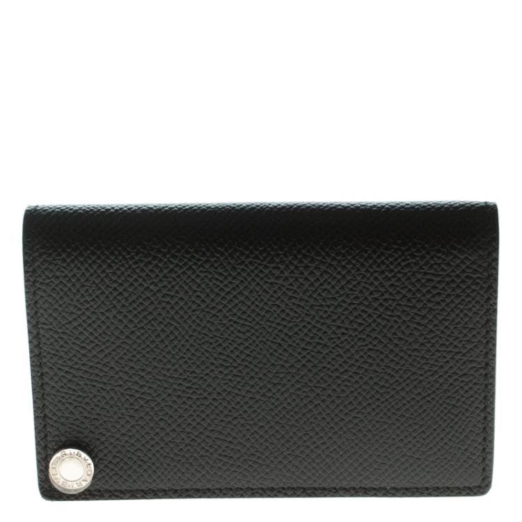 Pre Owned Bvlgari Black Leather Card Holder