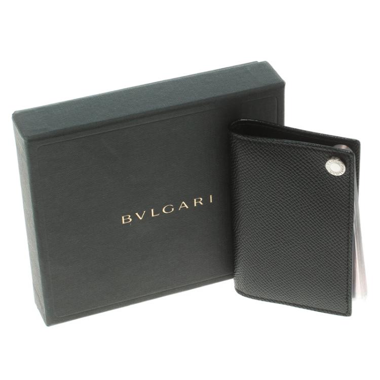 Pre Owned Bvlgari Black Leather Card Holder