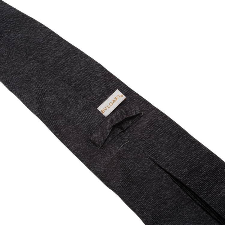 Pre Owned Bvlgari Dark Grey Silk Tie