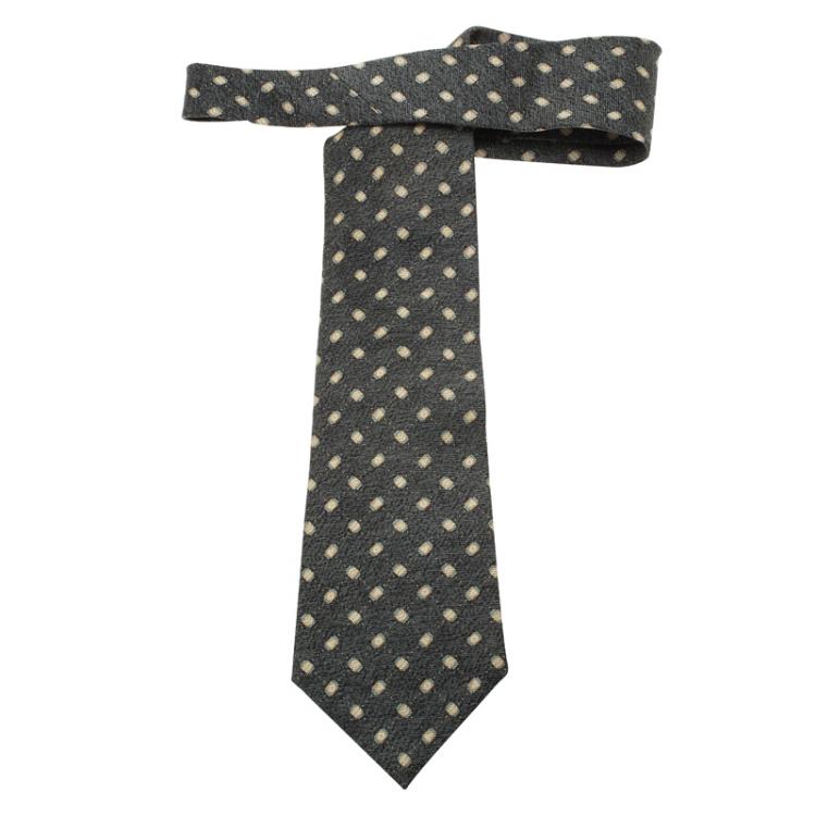 مملوكة مسبقًا Bvlgari Grey Printed Silk Tie