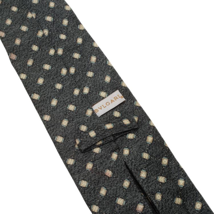 مملوكة مسبقًا Bvlgari Grey Printed Silk Tie