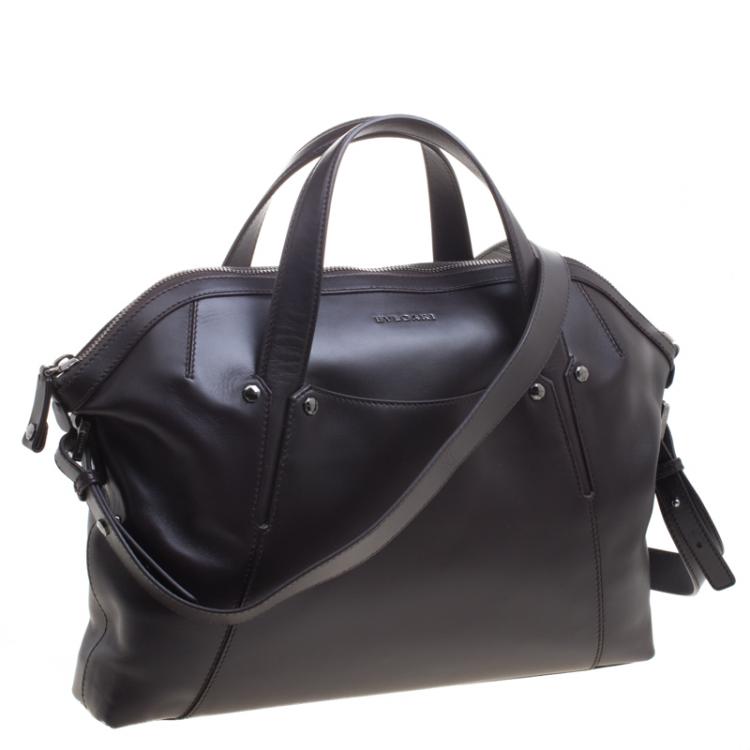 Pre Owned Bvlgari Dark Brown Leather Briefcase