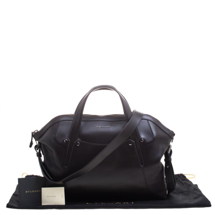 Pre Owned Bvlgari Dark Brown Leather Briefcase
