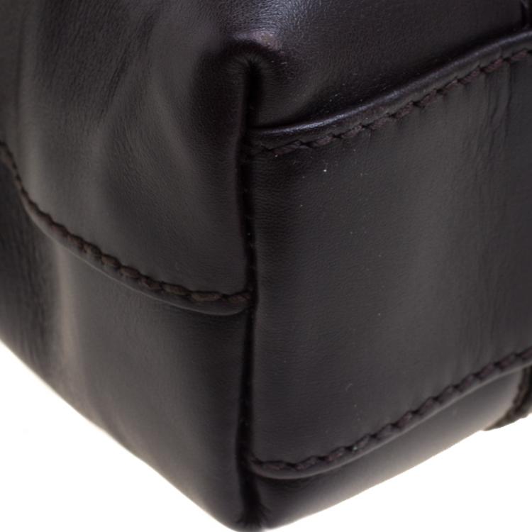 Pre Owned Bvlgari Dark Brown Leather Briefcase