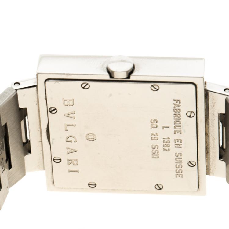 Pre Owned Bvlgari Black Stainless Steel Quadrato Men's Wristwatch 29mm