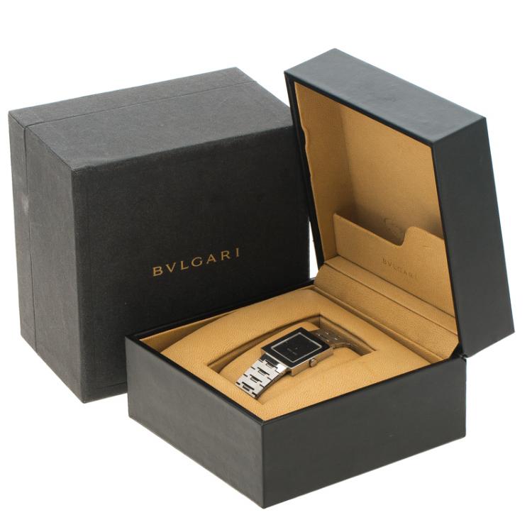 Pre Owned Bvlgari Black Stainless Steel Quadrato Men's Wristwatch 29mm