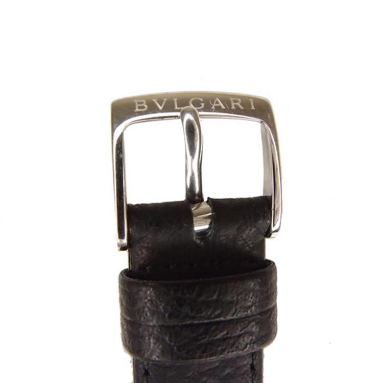Pre Owned Bvlgari White Stainless Steel Solotempo Men's Wristwatch 29MM 