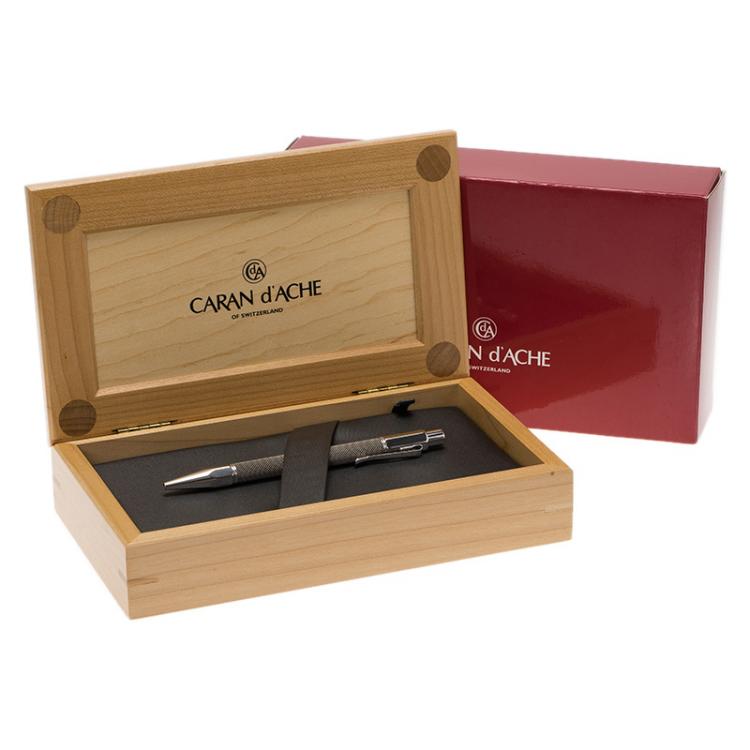 Pre Owned Caran D'Ache Black Silver-Plated BallPoint
