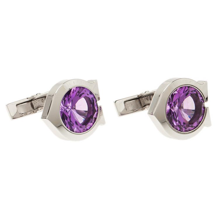 Pre Owned Cartier Amethyst Silver Cufflinks