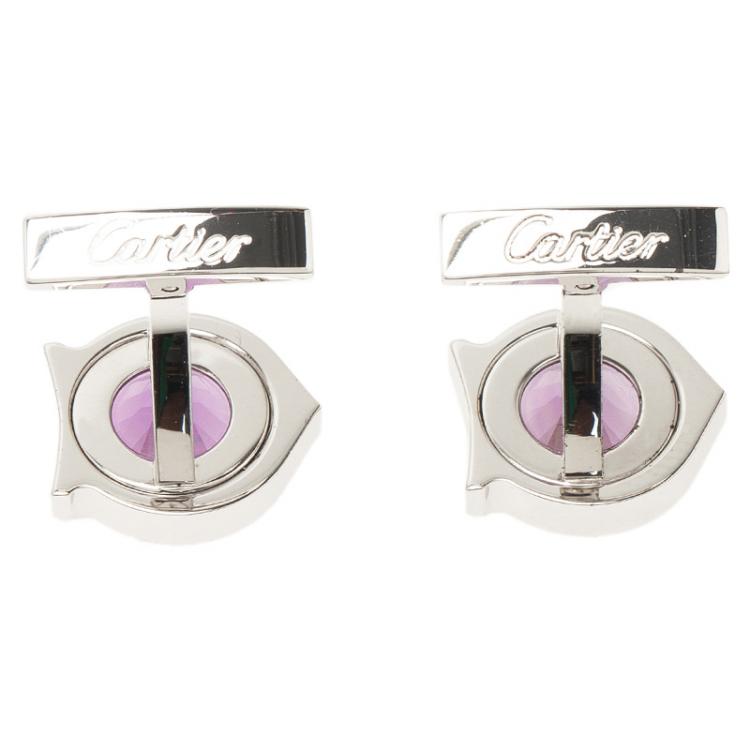 Pre Owned Cartier Amethyst Silver Cufflinks