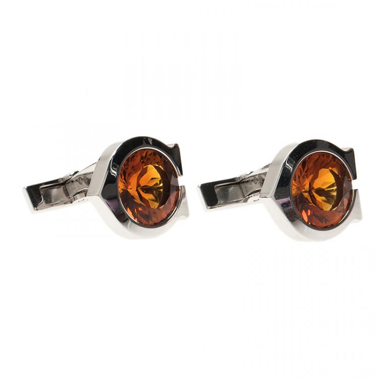 Pre Owned Cartier Citrine Silver Cufflinks