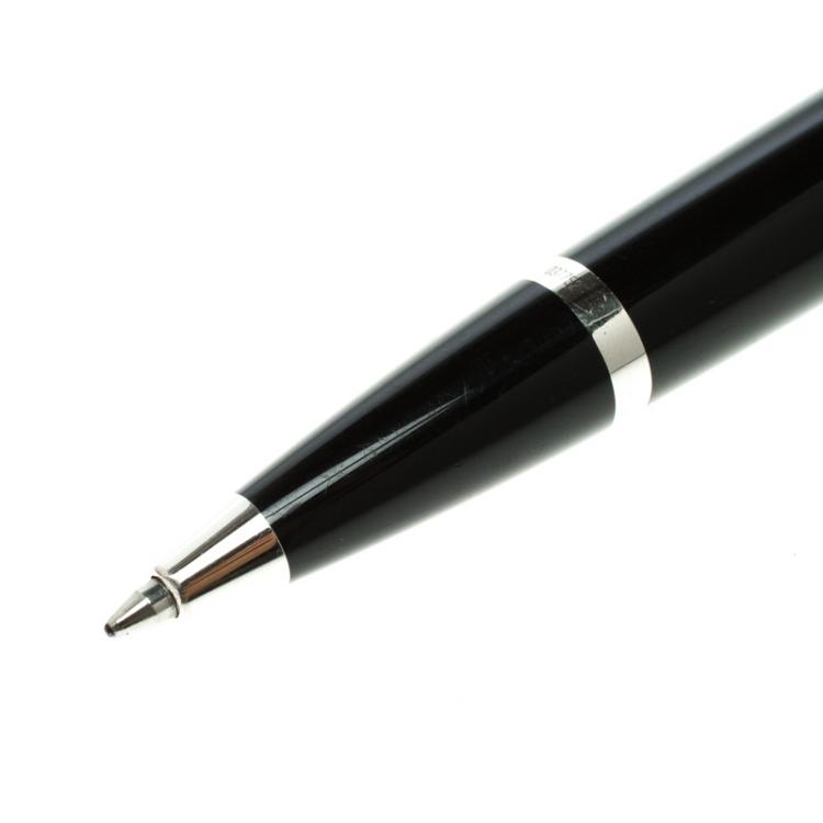 Pre Owned Cartier Pasha Black Lacquer Palladium Finish Ballpoint Pen