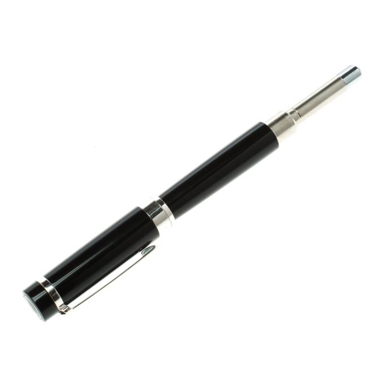 Pre Owned Cartier Pasha Black Lacquer Palladium Finish Ballpoint Pen