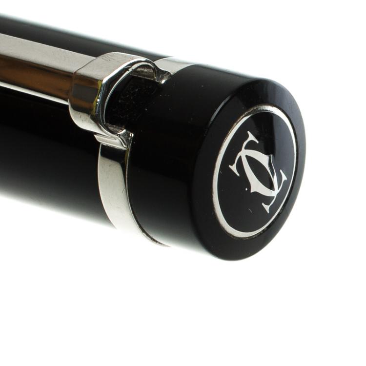 Pre Owned Cartier Pasha Black Lacquer Palladium Finish Ballpoint Pen