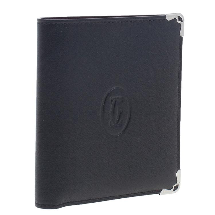 Pre Owned Cartier Black Leather Must De Cartier Multiple Wallet