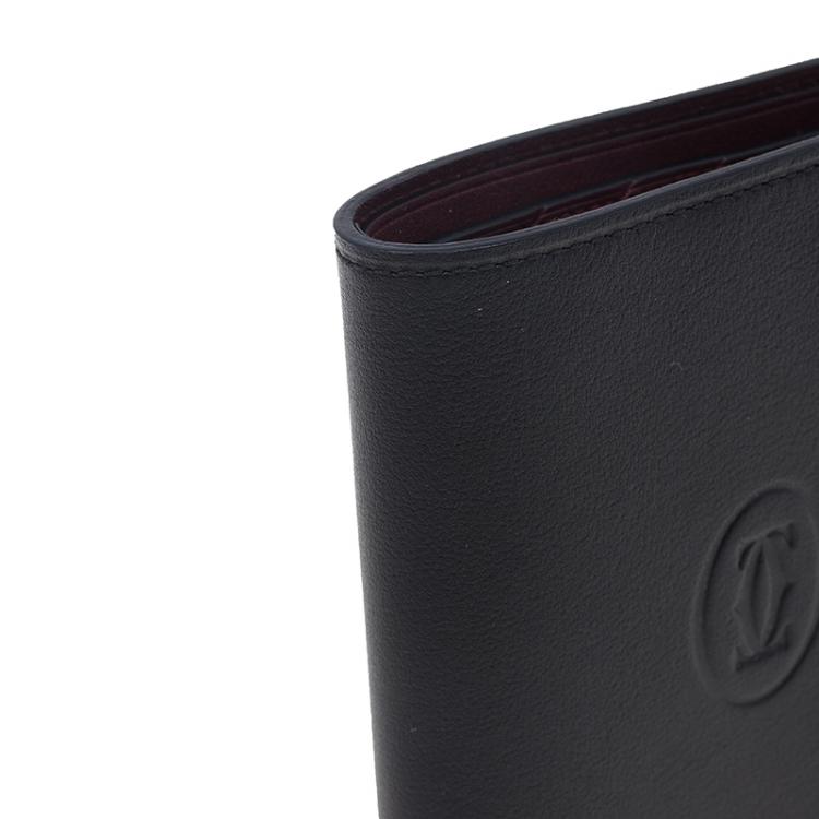 Pre Owned Cartier Black Leather Must De Cartier Multiple Wallet