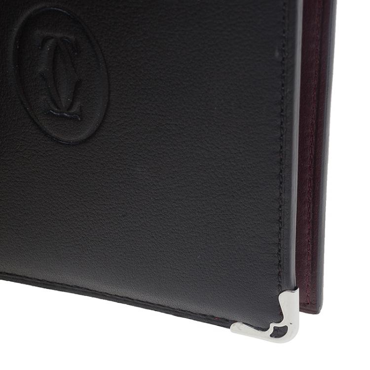 Pre Owned Cartier Black Leather Must De Cartier Multiple Wallet
