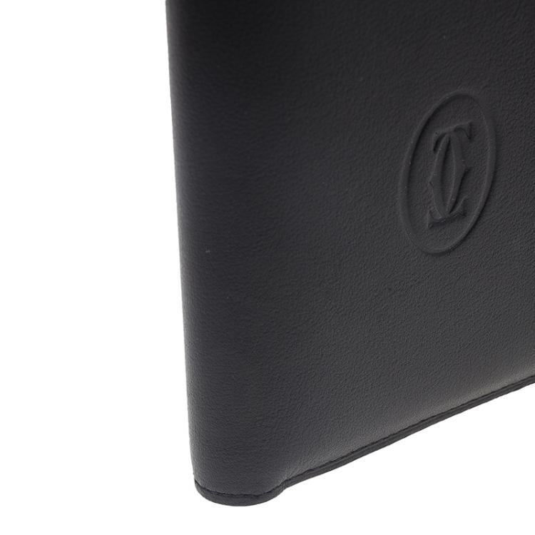 Pre Owned Cartier Black Leather Must De Cartier Multiple Wallet