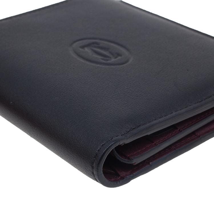 Pre Owned Cartier Black Leather Must De Cartier Multiple Wallet