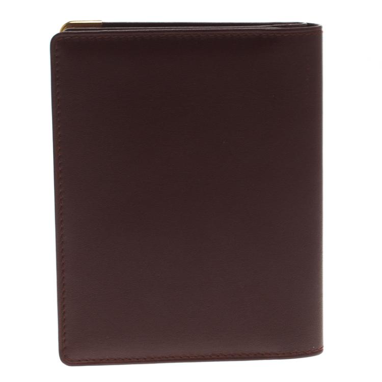 Pre Owned Cartier Burgundy Leather Must De Cartier Card Holder