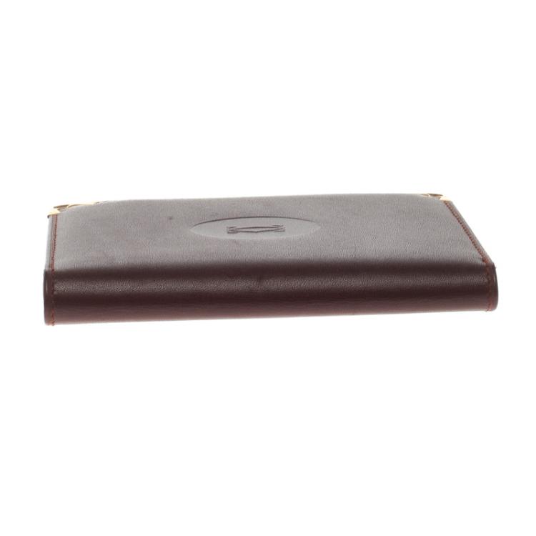 Pre Owned Cartier Burgundy Leather Must De Cartier Card Holder