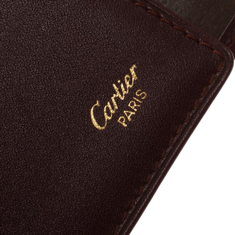 Pre Owned Cartier Burgundy Leather Must De Cartier Card Holder