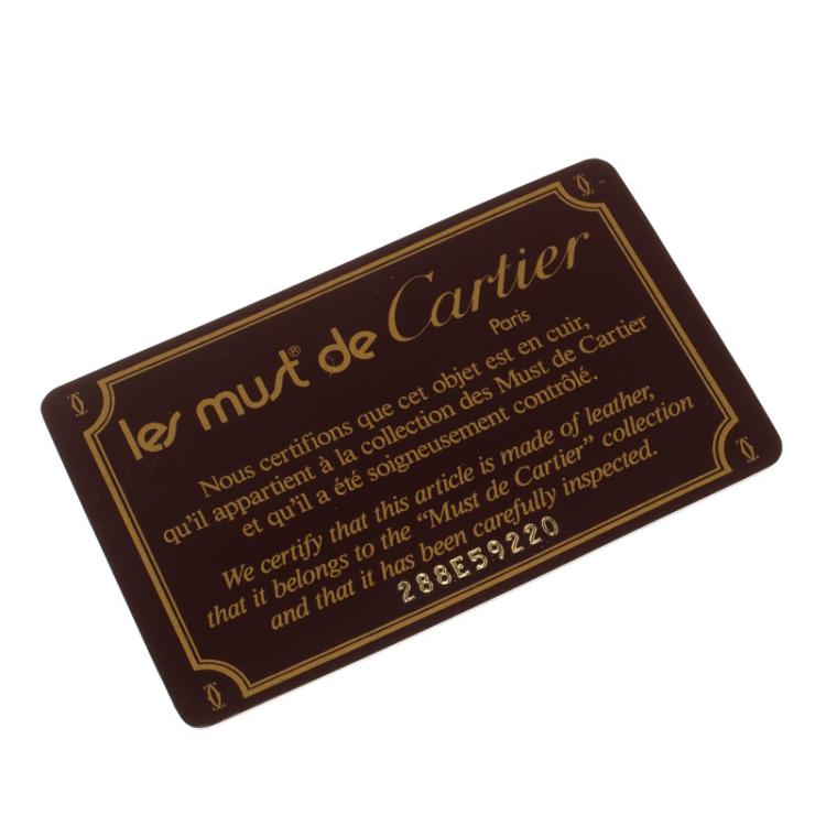 Pre Owned Cartier Burgundy Leather Must De Cartier Card Holder