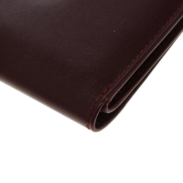 Pre Owned Cartier Burgundy Leather Must De Cartier Card Holder