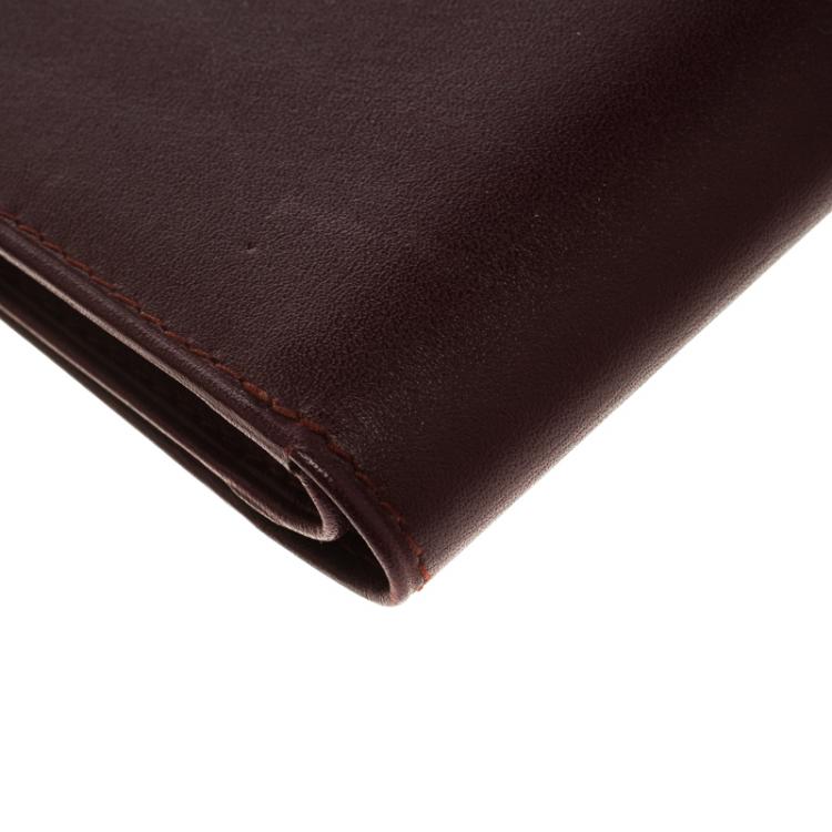 Pre Owned Cartier Burgundy Leather Must De Cartier Card Holder
