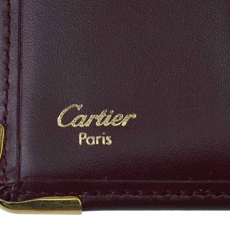 مملوكة مسبقًا Cartier Burgundy Calfskin Must De Cartier Wallet