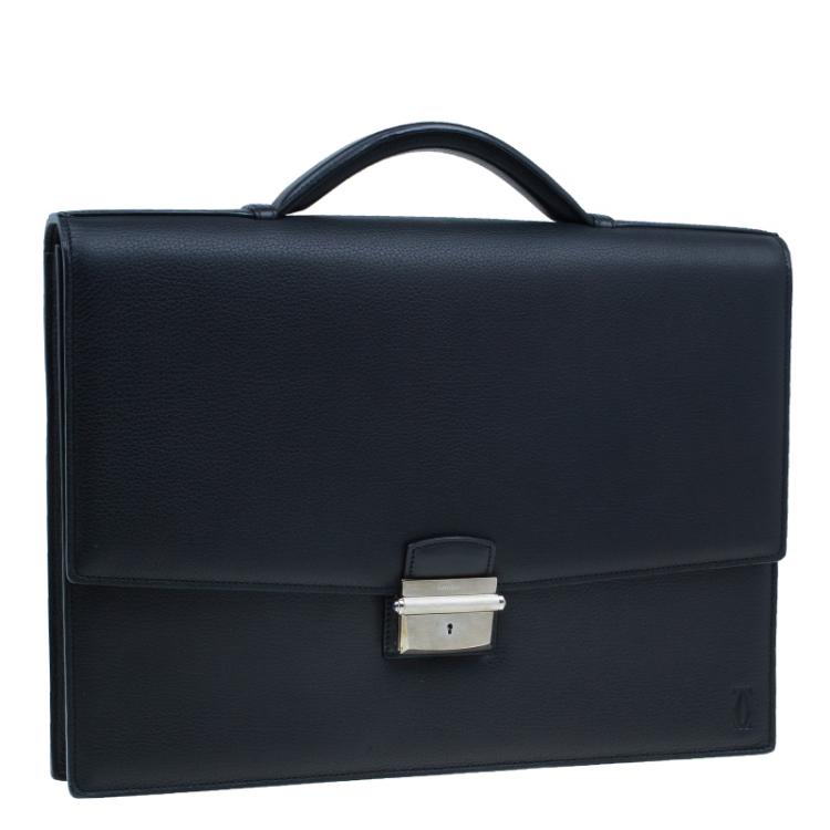 Pre Owned Cartier Black Leather Pasha Briefcase