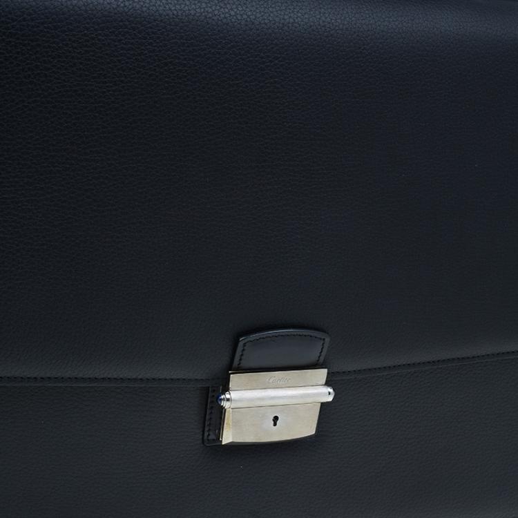 Pre Owned Cartier Black Leather Pasha Briefcase
