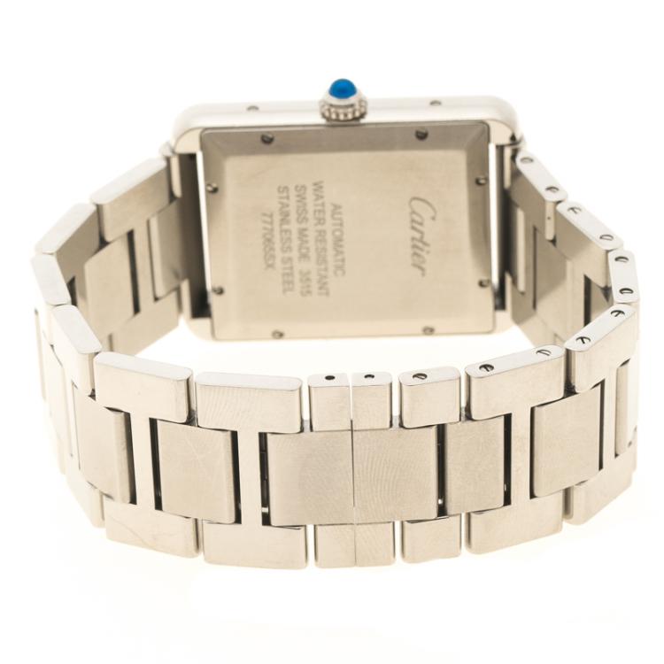 Pre Owned Cartier Silver Stainless Steel Tank Solo Men's Wristwatch 31 mm