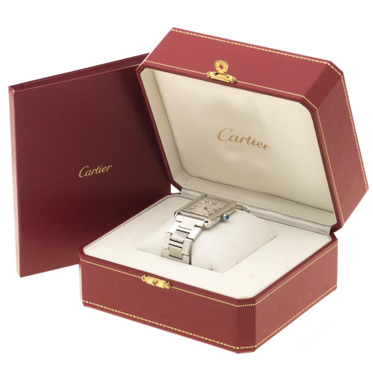 Pre Owned Cartier Silver Stainless Steel Tank Solo Men's Wristwatch 31 mm