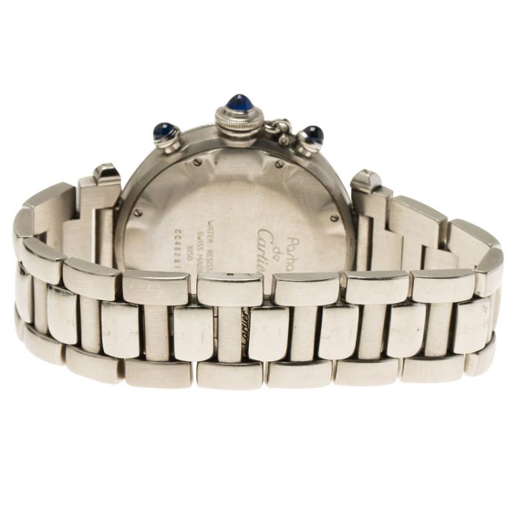 Pre Owned Cartier White Stainless Steel Pasha De Women's Wristwatch 38MM