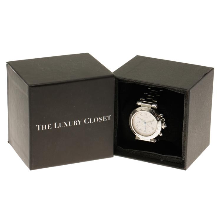 Pre Owned Cartier White Stainless Steel Pasha De Women's Wristwatch 38MM